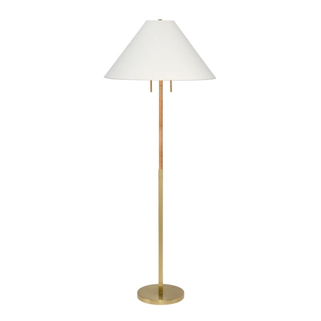 Harrison Floor Lamp, Natural Rattan For Sale