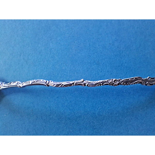 Late 19th Century 1891 Watteau by Durgin Sterling Silver 7 1/2" Long Handle Pierced Olive Spoon No Mono For Sale - Image 5 of 7