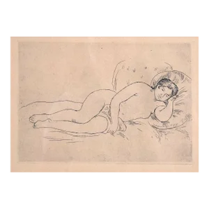 Pierre-Auguste Renoir Femme Nue Couchee Tournee a Droitte Drypoint Etching 1906