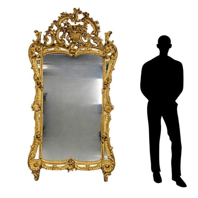 Carver's Guild Newport Jardin Rococo Revival Gilt Wood Wall / Floor Mirror For Sale - Image 12 of 12