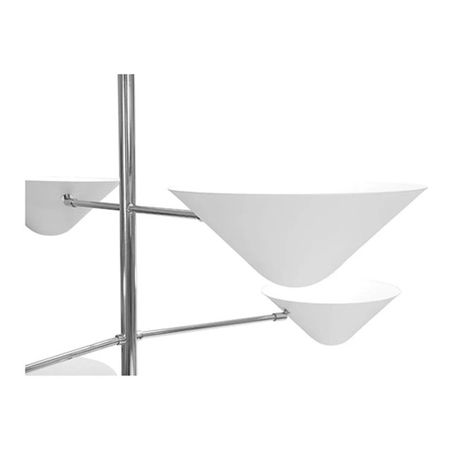 Mid-Century Modern Matthew Izzo Home - Avalon White and Nickel Multi Light Chandelier For Sale - Image 3 of 4