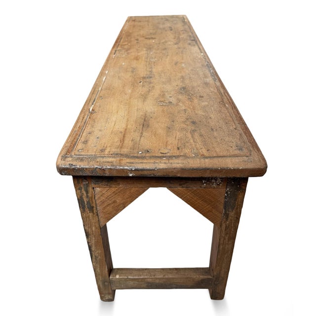 Farmhouse Vintage Teak School Bench For Sale - Image 3 of 6