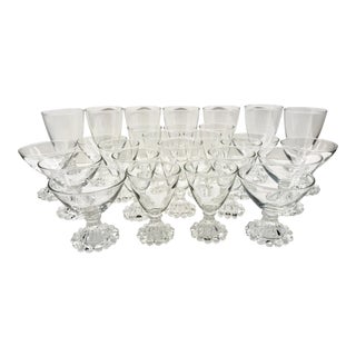 Vintage Anchor Hocking Boopie Candlewick Glasses - Set of 27 For Sale