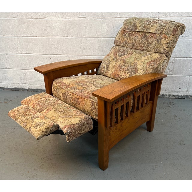 Late 20th Century Pair of Mission Style Reclining Lounge Chairs For Sale - Image 12 of 15