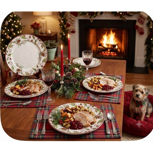 Durable high firing stoneware. Made in Portugual. 10.75 “ smooth glaze over winter botanical. Festive and rustic imagery....