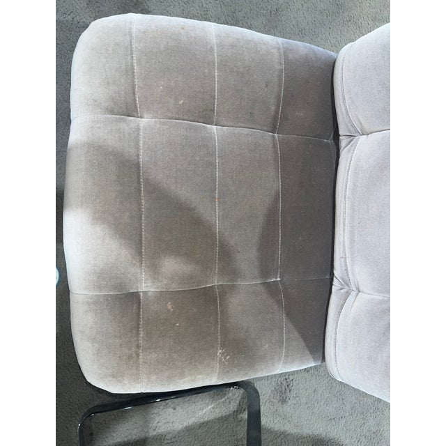 1975 Roche Bobois Gray Tufted Velvet Cantilever Chairs- Set of 2 For Sale In Las Vegas - Image 6 of 12