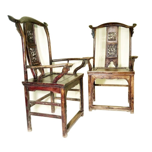 Antique Chinese High Back Arm Chairs, Circa 1800-1849 - A Pair For Sale - Image 11 of 11