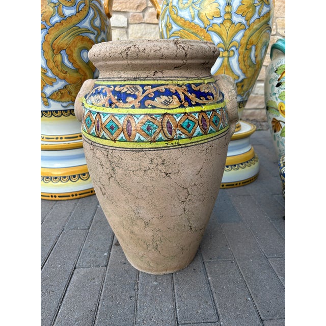 Ceramic Hand-Painted Italian Majolica Patio & Floor Urn Collection - 7 Pieces For Sale - Image 7 of 8