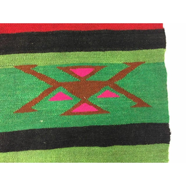 Textile Large Turkish Moroccan Green Wool Shabby Kilim Rug 294x116 cm For Sale - Image 7 of 10