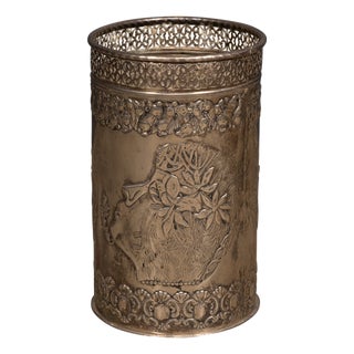 Antique Art Deco Silver Plated Waste Paper Bin, 1920 For Sale