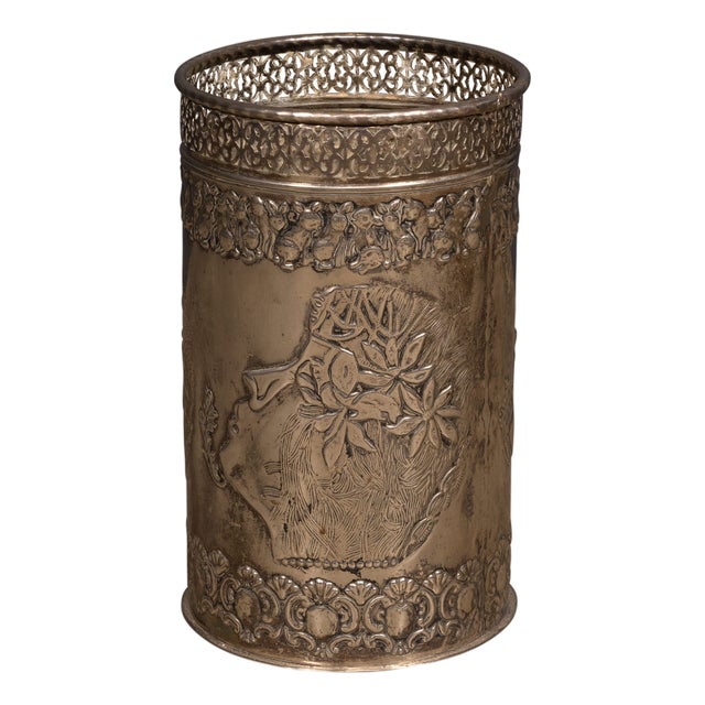 Antique Art Deco Silver Plated Waste Paper Bin, 1920 For Sale