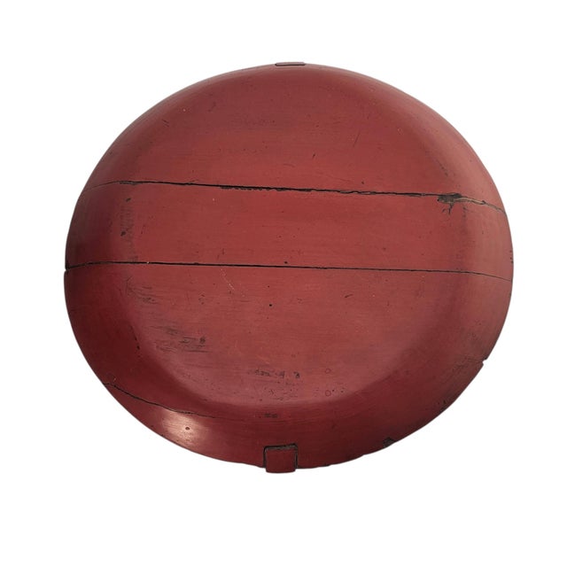 Chinese Red Lacquer Rice Bucket Decorative Storage Container 13" For Sale - Image 12 of 15