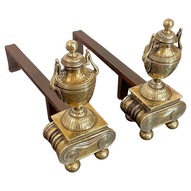 Mid 19th Century Brass Andirons, of Proportions - a Pair For Sale - Image 13 of 13