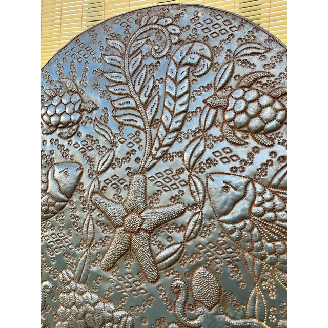 Dark Gray Vintage Bohemian Hand-Embossed Sheet Metal King Size Headboard. Circa 1980s For Sale - Image 8 of 18