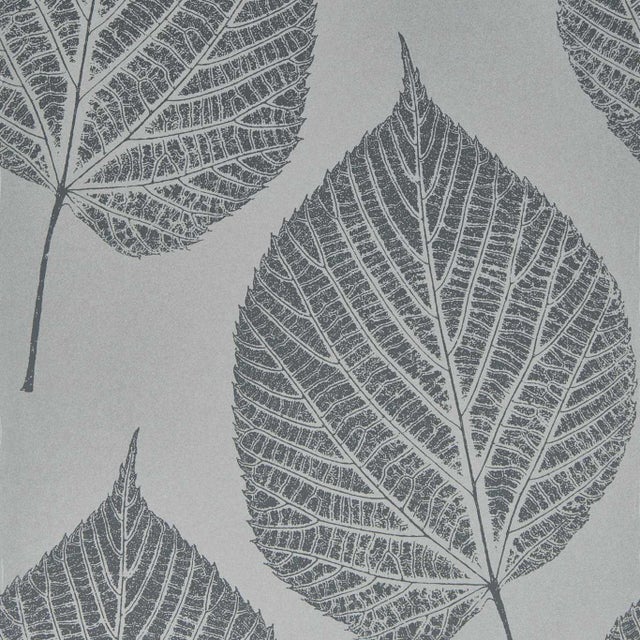 Harlequin Leaf Wallpaper in Slate/Silver - a Sample For Sale