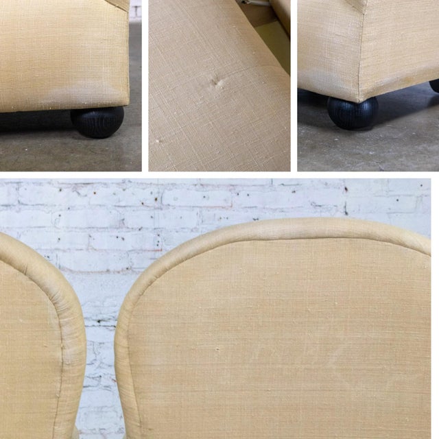 Late 20th Century Modern Round Back Slipper Chairs by Hickory Kay Lyn Tan Upholstery a Pair For Sale - Image 17 of 18