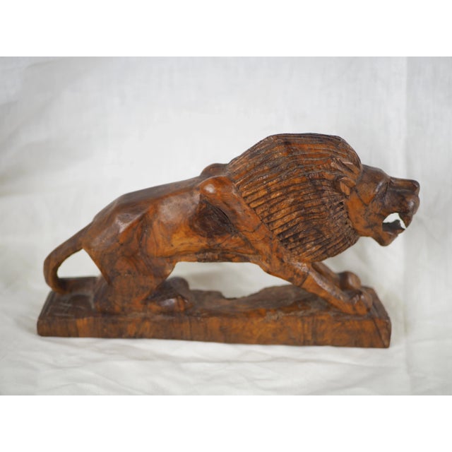 Early 20th French Carved Walnut Wood Lion For Sale - Image 9 of 9