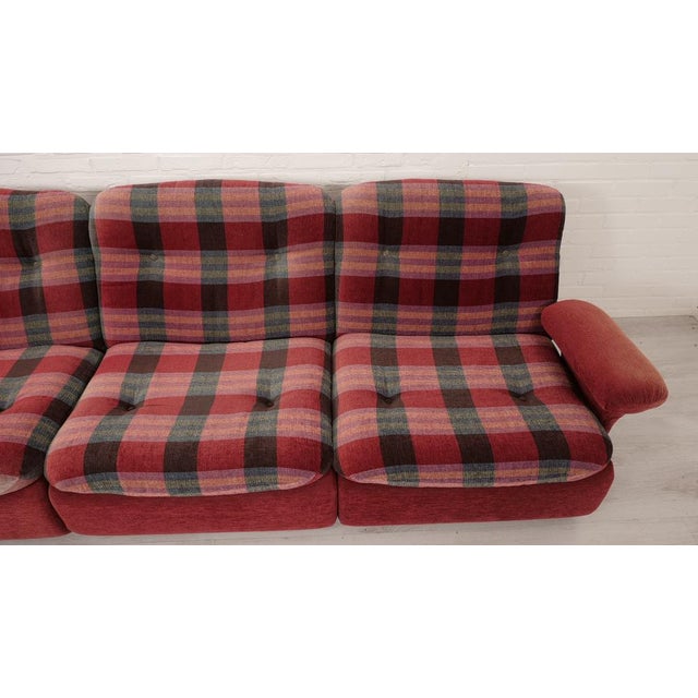 Textile Modular Red Checkered Sofa, 1970s, Set of 4 For Sale - Image 7 of 13