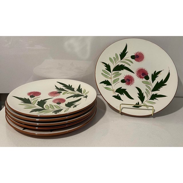 Mid 20th Century Stangl Pottery Pink Thistle Pattern 10” Dinner Plate For Sale In San Diego - Image 6 of 6
