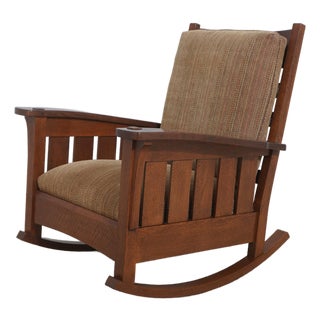 Stickley Mission Oak Large Arts & Crafts Rocker For Sale