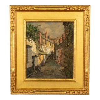 Antique American California Impressionist Oil Canvas Painting St. Ives Cornwall by Anna Althea Hills, 1910 For Sale