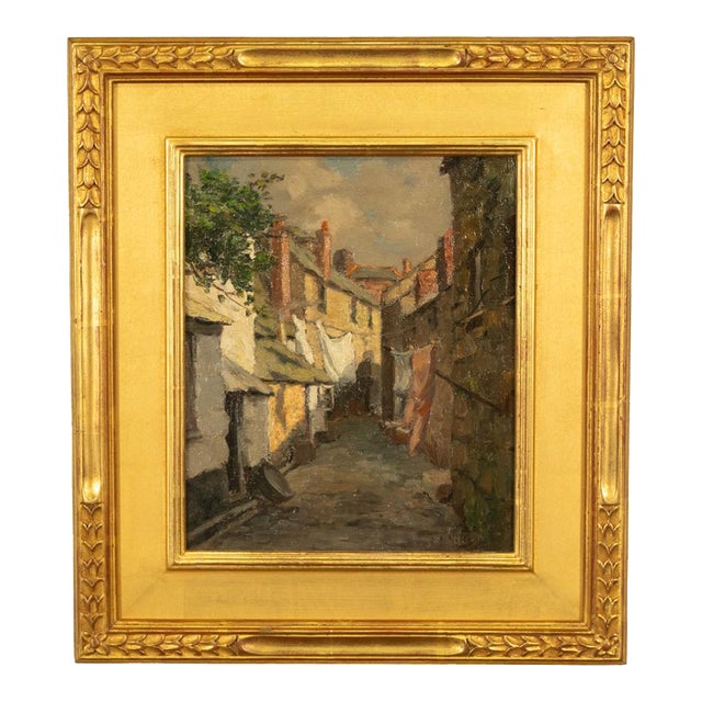 Antique American California Impressionist Oil Canvas Painting St. Ives Cornwall by Anna Althea Hills, 1910 For Sale