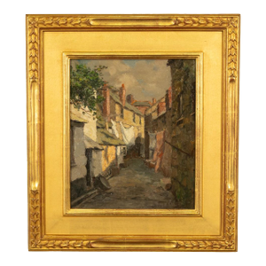 Antique American California Impressionist Oil Canvas Painting St. Ives Cornwall by Anna Althea Hills, 1910