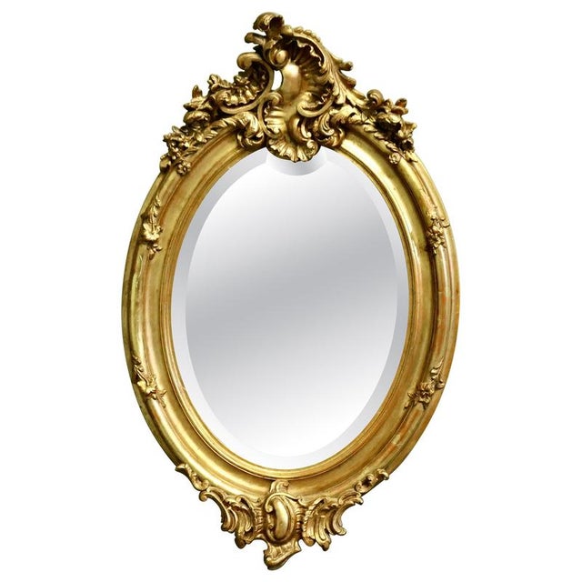 Large Rococo French Oval Gilt Wall Mirror, 1860 For Sale - Image 6 of 6
