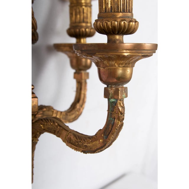 1980s Patinated Bronze Two-Light Classical Sconce For Sale - Image 5 of 10