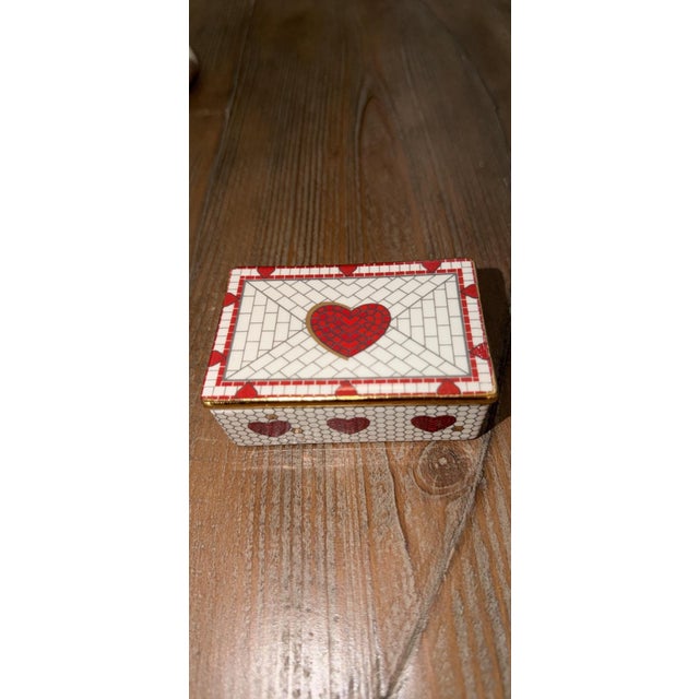 Anthropologie Anthropologie Bistro Tile Stoneware 24k Gold Accent Trinket Box For Sale - Image 4 of 6