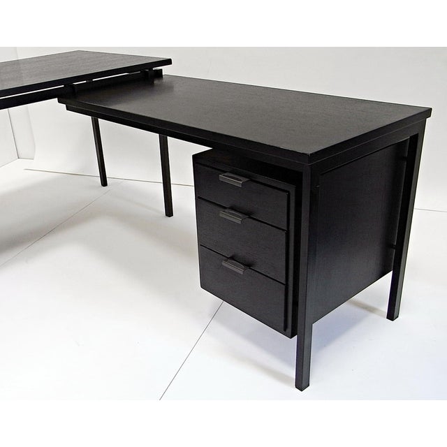 Black Writing Desk with Typewriter Desk in Black Stained Oak by Herbert Hirche for Christian Holzäpfel KG, Germany, 1960s For Sale - Image 8 of 18