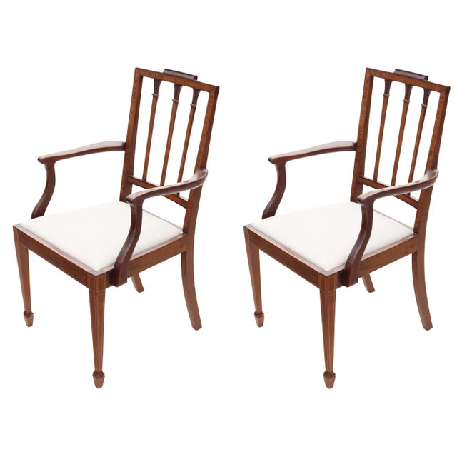 Brown Set of Georgian Revival Mahogany Elbow Carver Dining Chairs, 1900s For Sale - Image 8 of 8