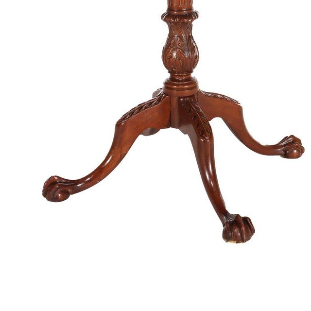 1930s Antique Imperial Chippendale Carved Mahogany Side Table With Claw & Ball Feet For Sale - Image 5 of 9