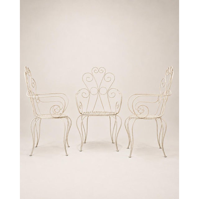 1960s White Wrought Iron Chairs, 1960, Set of 3 For Sale - Image 5 of 5