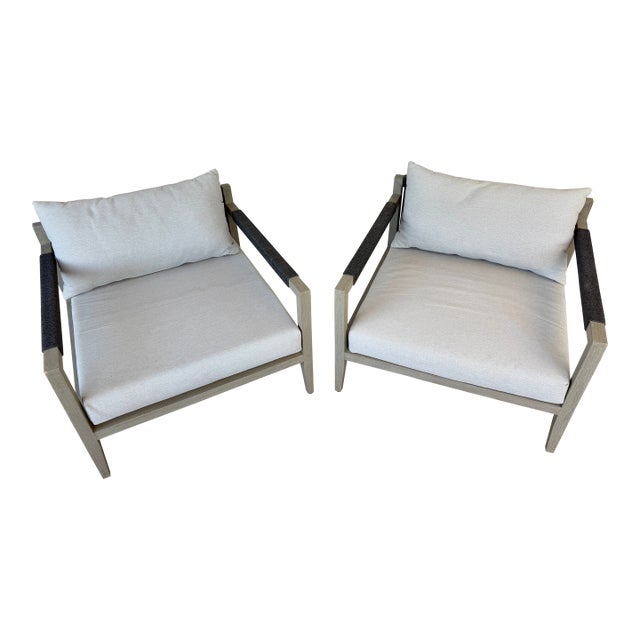 Four Hands Outdoor Accent Chairs [Set of 2] Stone Gray Excellent Condition For Sale