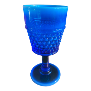 1 American Hobnail Blue Opalescent Westmoreland Style Goblet
