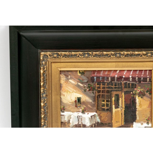 Mid 20th Century Signed Giani “On the Terrace” Framed Oil on Canvas Cafe Scene For Sale In New York - Image 6 of 18