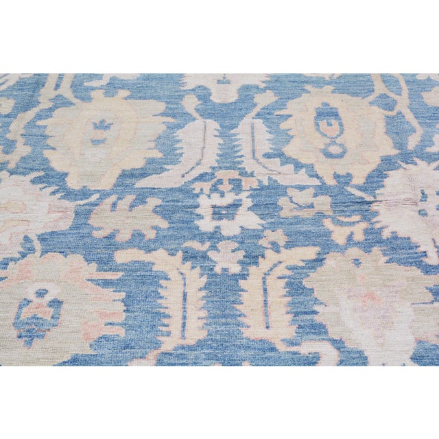 Contemporary Pakistani Oushak Hand Knotted Wool Rug,9'10"X14' For Sale - Image 3 of 6