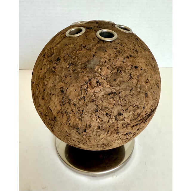 Mid-Century Modern Cork Sphere Pen & Pencil Holder With Chrome Base For Sale - Image 9 of 9