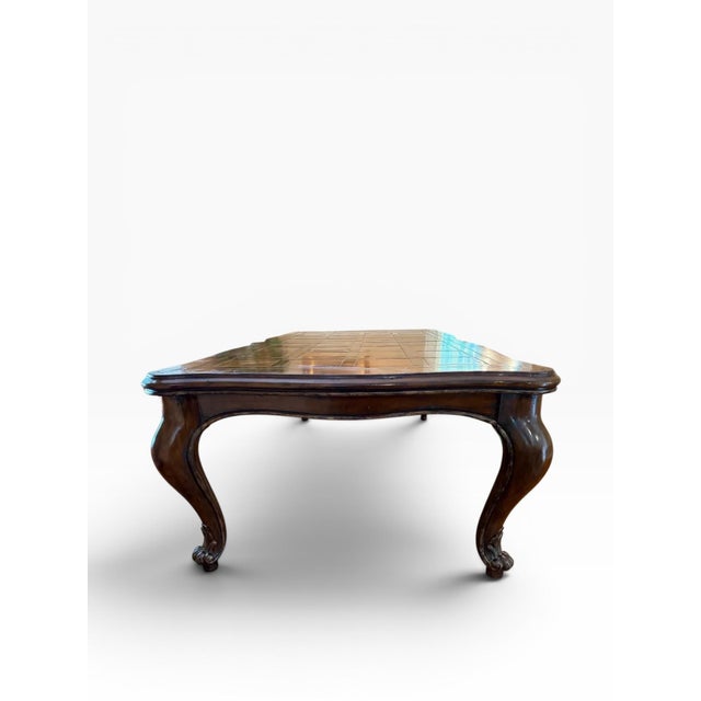 Marge Carson French Country Style Parquet Dining Table With Leaf For Sale - Image 13 of 16