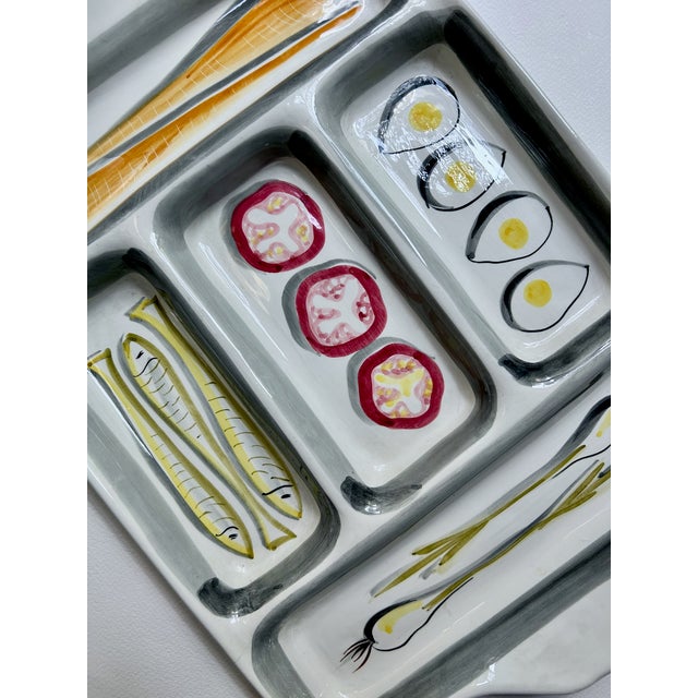 Mid 20th Century Italian Modern Hand Painted Handled Art Pottery Tray For Sale - Image 10 of 18