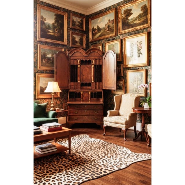 George III 19th C Style Burl Walnut Double Bonnet Secretary Desk Cabinet For Sale - Image 13 of 13