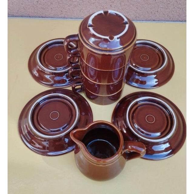 Ceramic Vintage Set of 4 Cups, 4 Saucers, 1 Milk Jug & 1 Tea or Coffee Pot, Set of 10 For Sale - Image 7 of 12