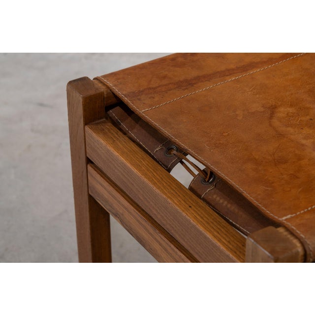 Brown Rationalist French Chairs in Leather and Wood, 1970s, Set of 2 For Sale - Image 8 of 12