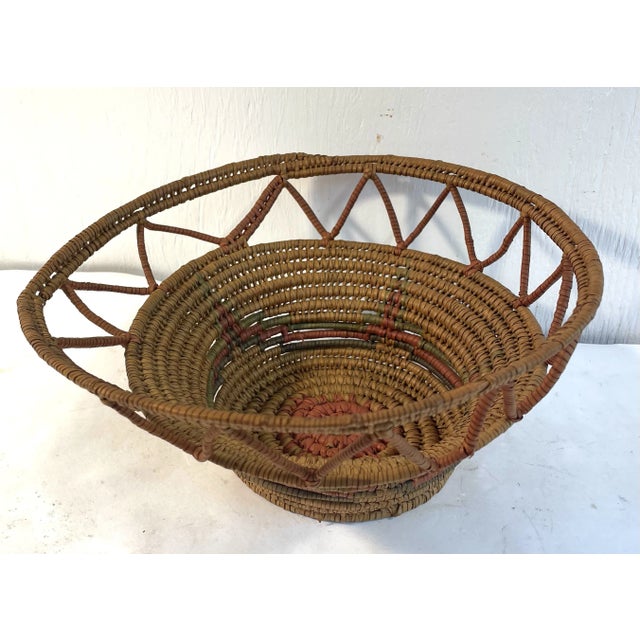 Brown Vintage Hand Crafted Artist Woven Basket For Sale - Image 8 of 8