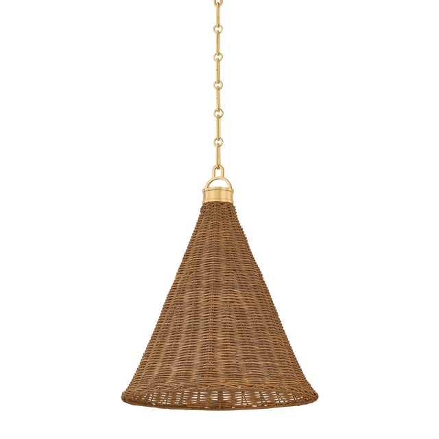 Hudson Valley Lighting Kensington 14.75 in. 1 Light Pendant in Aged Brass Finish For Sale