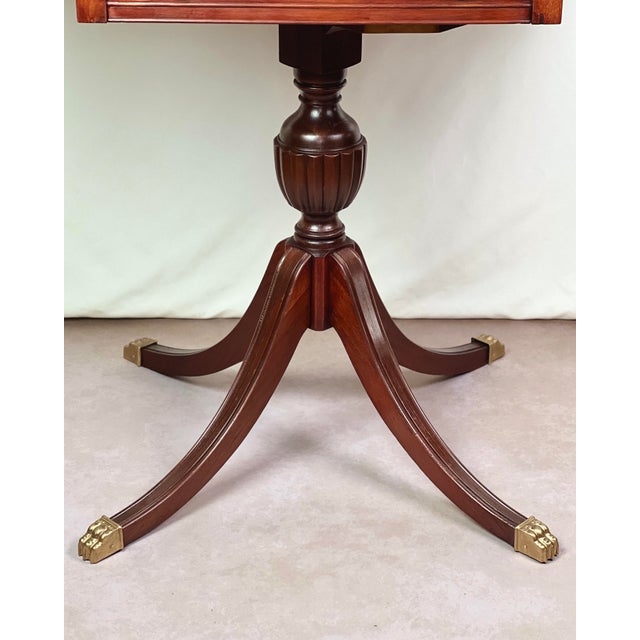 1940s Restored Mersman Mahogany Drop-Leaf Silverware Chest Table With Tooled Leather Top For Sale - Image 10 of 12