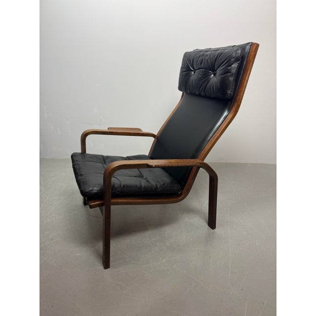 Mid-Century Lamino Black Leather Lounge Chair Model P583 by Yngve Ekström for Swedese, Sweden 1960s For Sale - Image 10 of 10
