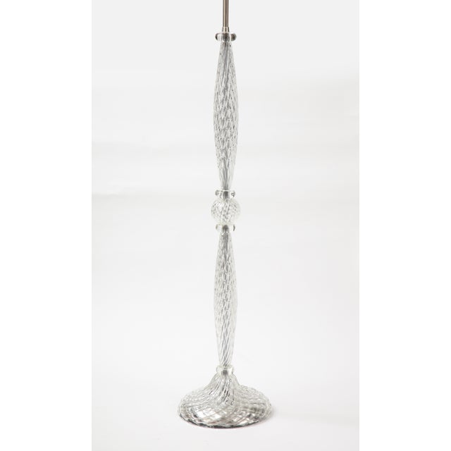 1950's diamond pattern murano glass floor lamp by Archimede Seguso. The lamp has been newly rewired with a polished Nickel...