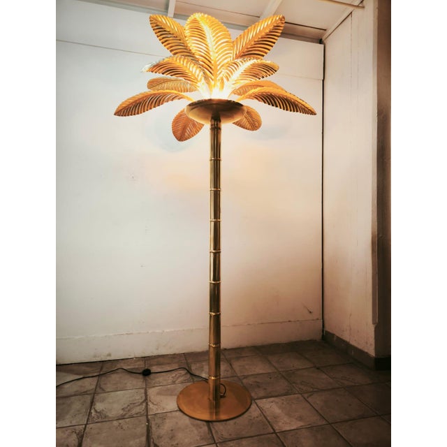 Vintage 12-Light Palm Floor Lamp in Brass, 1970s For Sale - Image 18 of 18